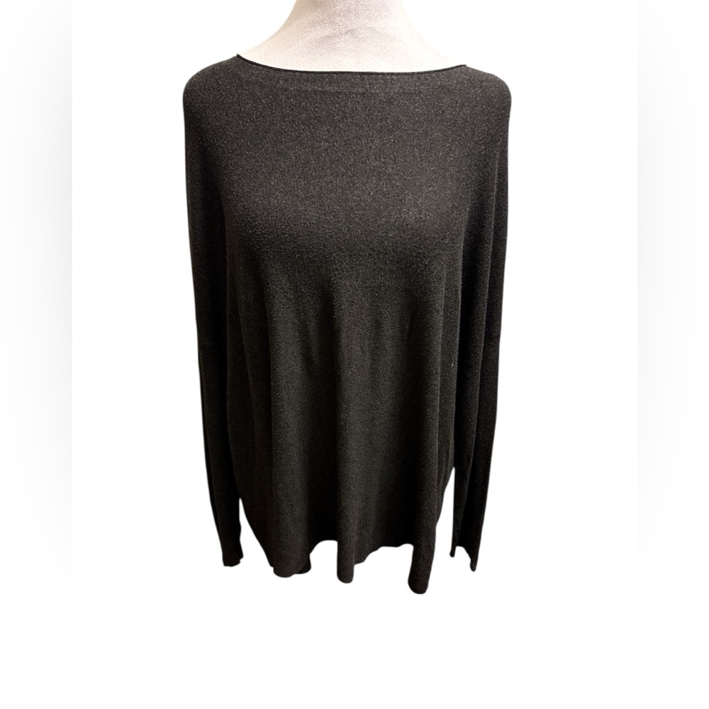 Dark Gray oversized Long Sleeve Dolman Sleeve Tunic Top